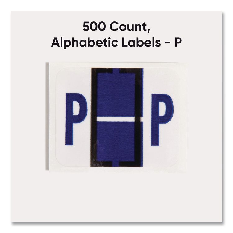 A-Z Color-Coded End Tab Filing Labels, P, 1 x 1.25, White, 500/Roll
