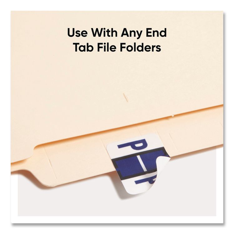 A-Z Color-Coded End Tab Filing Labels, P, 1 x 1.25, White, 500/Roll