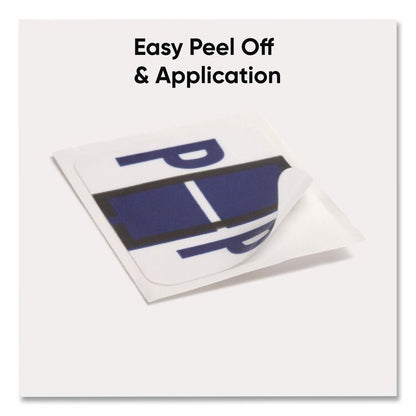 A-Z Color-Coded End Tab Filing Labels, P, 1 x 1.25, White, 500/Roll
