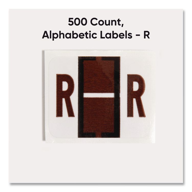 A-Z Color-Coded End Tab Filing Labels, R, 1 x 1.25, White, 500/Roll