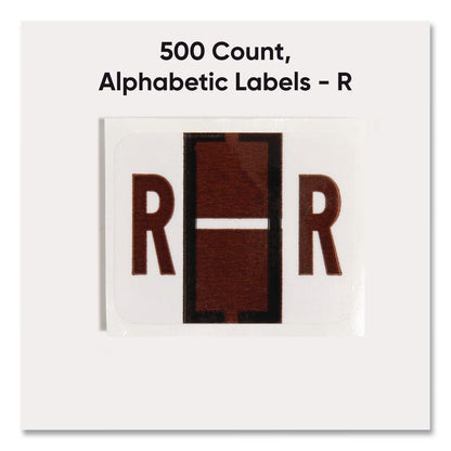 A-Z Color-Coded End Tab Filing Labels, R, 1 x 1.25, White, 500/Roll