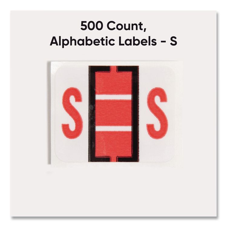 A-Z Color-Coded End Tab Filing Labels, S, 1 x 1.25, White, 500/Roll