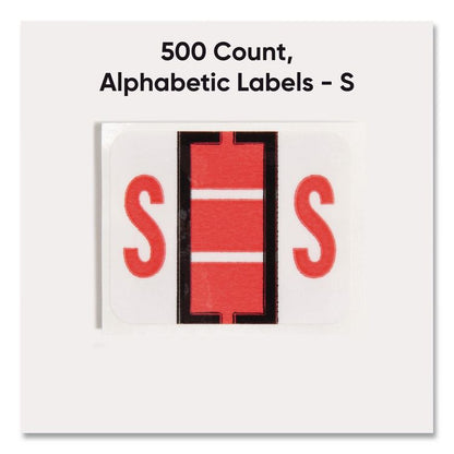 A-Z Color-Coded End Tab Filing Labels, S, 1 x 1.25, White, 500/Roll