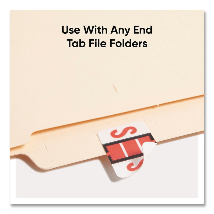 A-Z Color-Coded End Tab Filing Labels, S, 1 x 1.25, White, 500/Roll