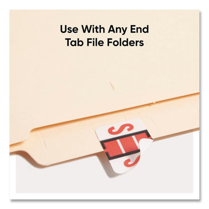 A-Z Color-Coded End Tab Filing Labels, S, 1 x 1.25, White, 500/Roll