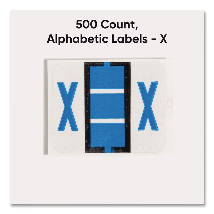 A-Z Color-Coded End Tab Filing Labels, X, 1 x 1.25, White, 500/Roll