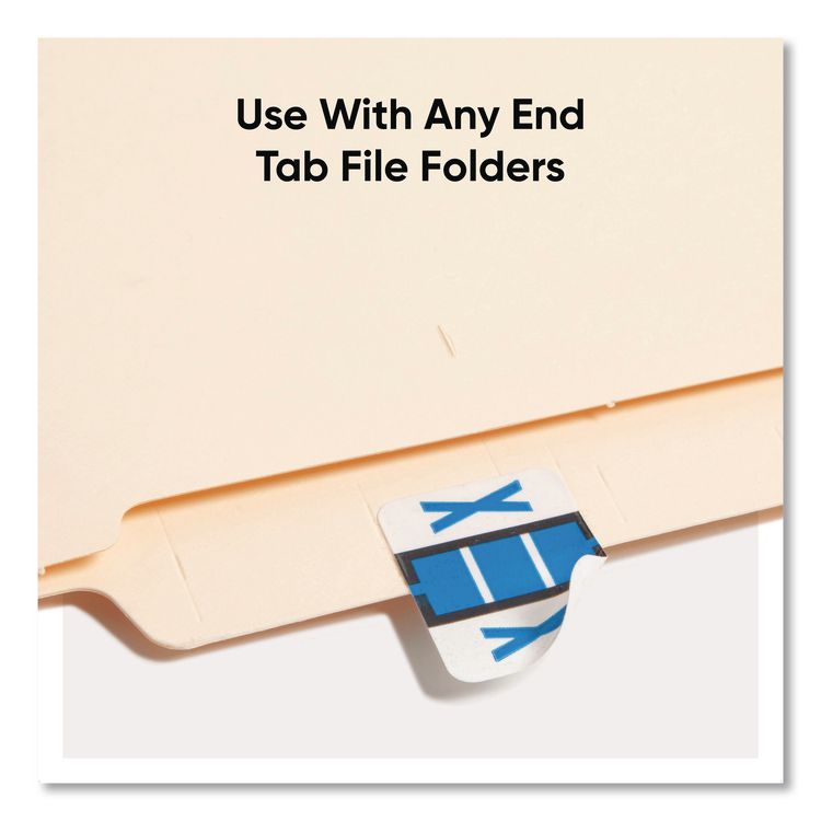 A-Z Color-Coded End Tab Filing Labels, X, 1 x 1.25, White, 500/Roll