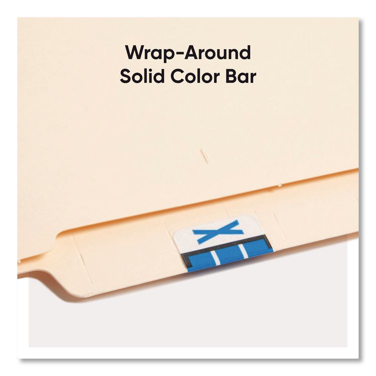 A-Z Color-Coded End Tab Filing Labels, X, 1 x 1.25, White, 500/Roll
