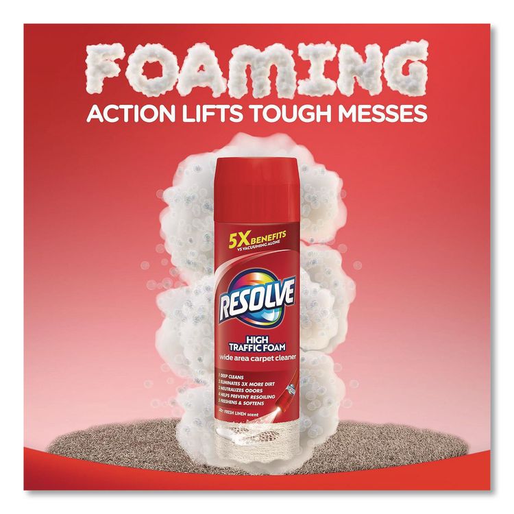 Foam Carpet Cleaner, Unscented, Foam, 22 oz Aerosol Spray, 12/Carton