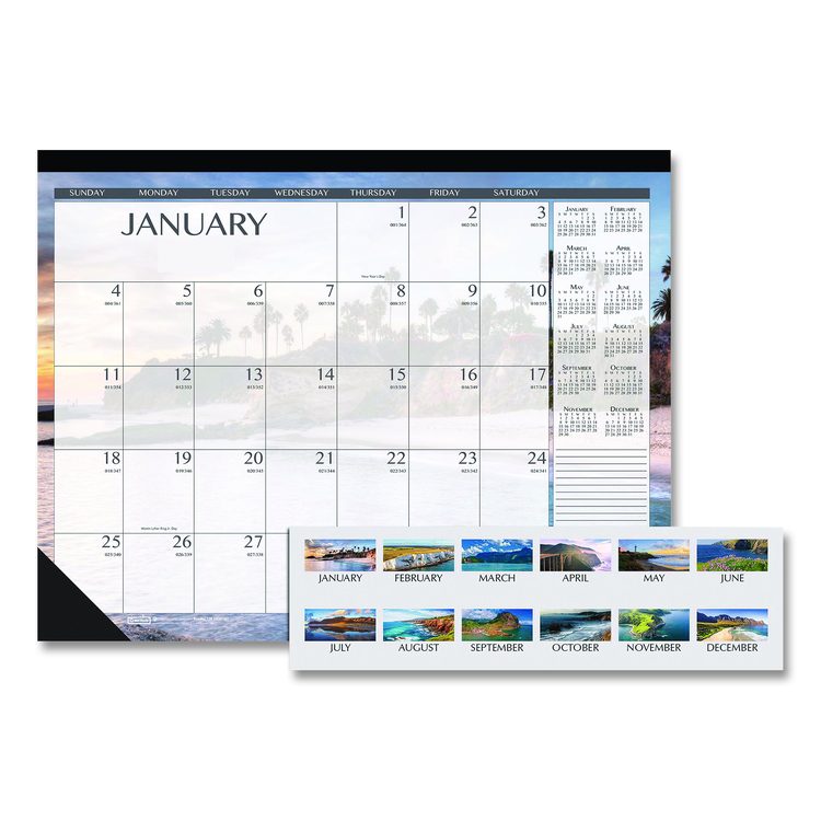 Recycled Earthscapes Desk Pad Calendar, Seascapes Photography, 18.5 x 13, Black Binding/Corners,12-Month (Jan to Dec): 2026