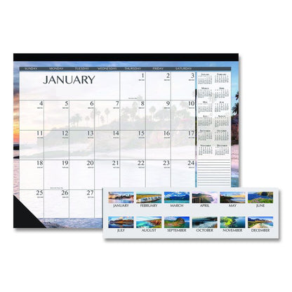 Recycled Earthscapes Desk Pad Calendar, Seascapes Photography, 18.5 x 13, Black Binding/Corners,12-Month (Jan to Dec): 2026