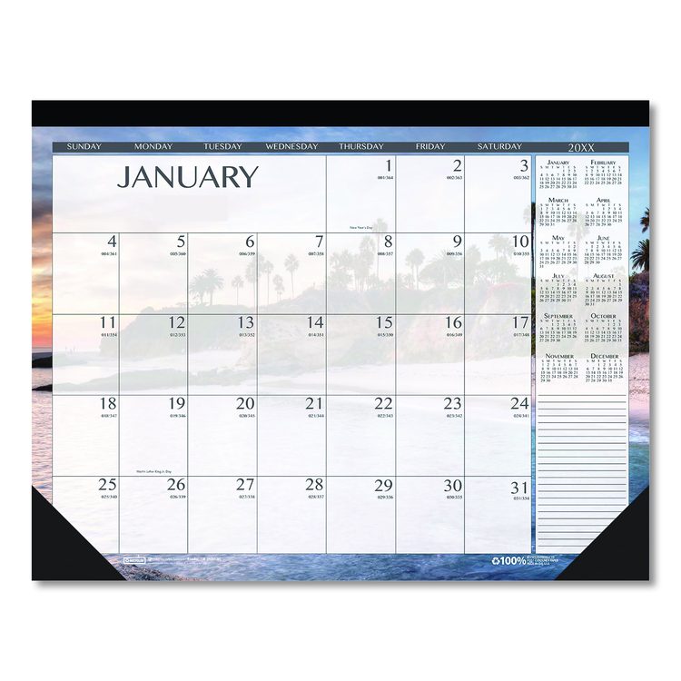 Recycled Earthscapes Desk Pad Calendar, Seascapes Photography, 18.5 x 13, Black Binding/Corners,12-Month (Jan to Dec): 2026