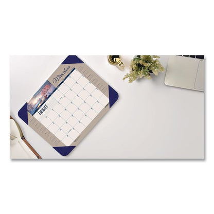 Earthscapes Recycled Monthly Desk Pad Calendar, Motivational Photos, 22 x 17, Blue Binding/Corners, 12-Month (Jan-Dec): 2026
