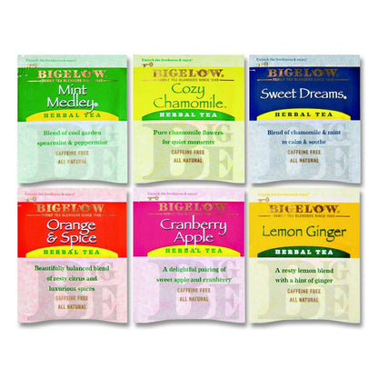 Assorted Herbal Tea Bags, Six Flavors, 28/Box, 168/Carton