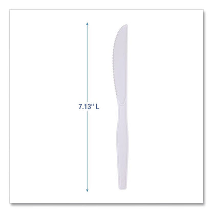Mediumweight Polystyrene Cutlery, Knife, Plastic, White, 100/Box