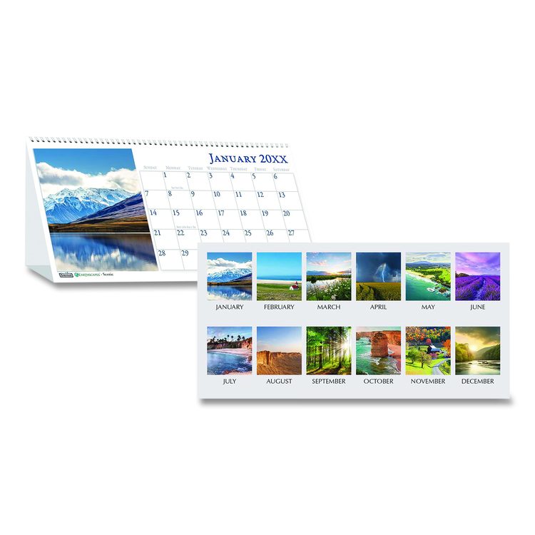Earthscapes Recycled Desk Tent Monthly Calendar, Scenic Photography, 8.5 x 4.5, White Sheets, 12-Month (Jan to Dec): 2026