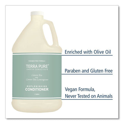 Terra Pure Conditioner Gallon, Green Tea Lemongrass Scent, 1 gal Bottle, 4/Carton