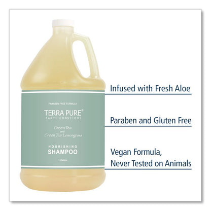 Terra Pure Shampoo Gallon, Green Tea Lemongrass Scent, 1 gal Bottle, 4/Carton