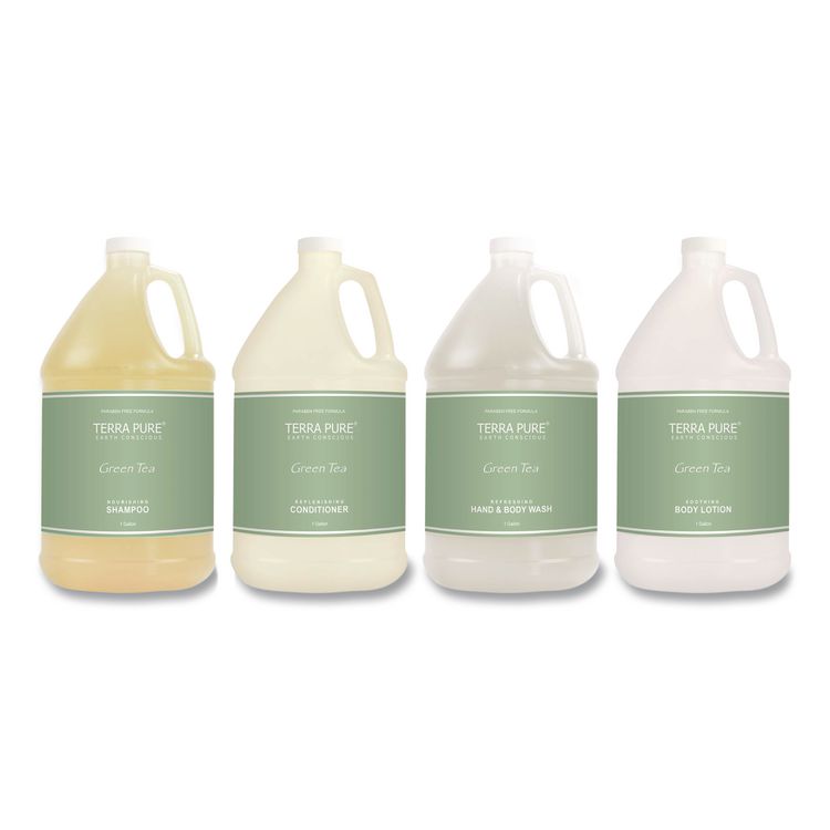 Terra Pure Shampoo Gallon, Green Tea Lemongrass Scent, 1 gal Bottle, 4/Carton