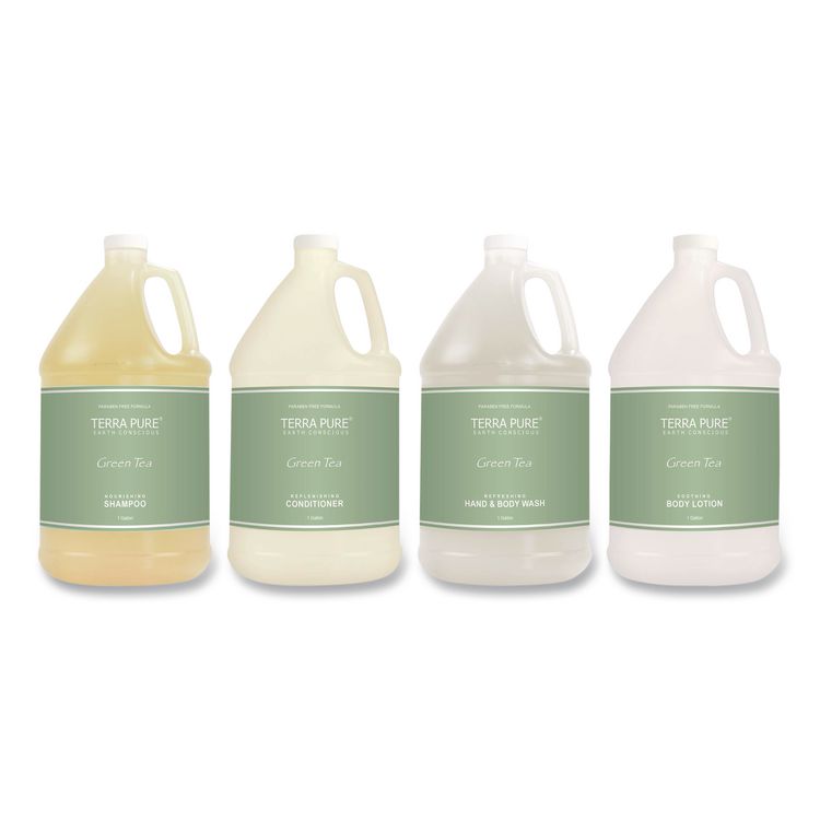 Terra Pure Body Wash Gallon, Green Tea Lemongrass, 1 gal Bottle, 4/Carton