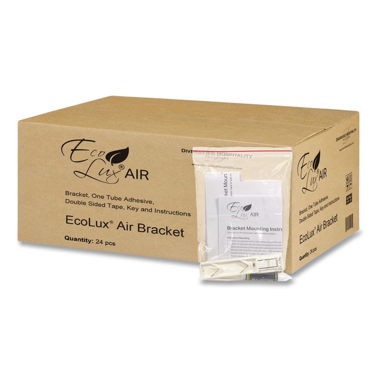 Single EcoLux Air Dispenser Bracket, For Ecolux Air Pump Dispenser Bottles, 1.19 x 0.44 x 5.69, White, 24/Carton