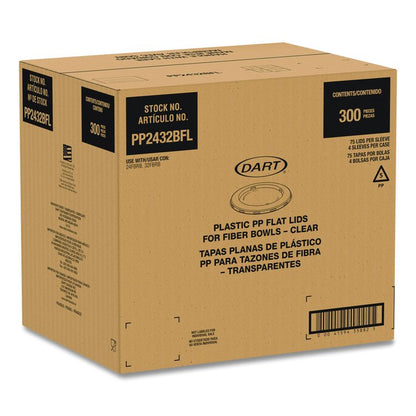 Plastic Lids for Compostable Fiber Containers, For 24 to 32 oz Containers, 8.28" Diameter x 0.51" h, Clear, 300/Carton