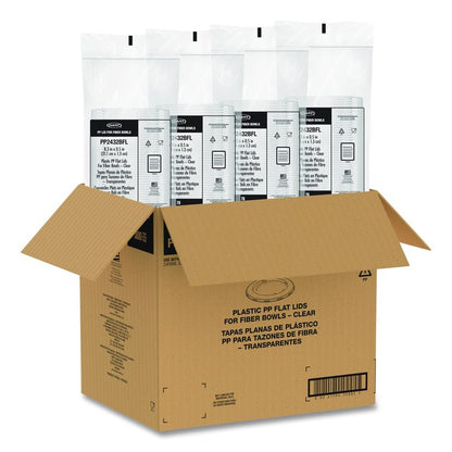 Plastic Lids for Compostable Fiber Containers, For 24 to 32 oz Containers, 8.28" Diameter x 0.51" h, Clear, 300/Carton