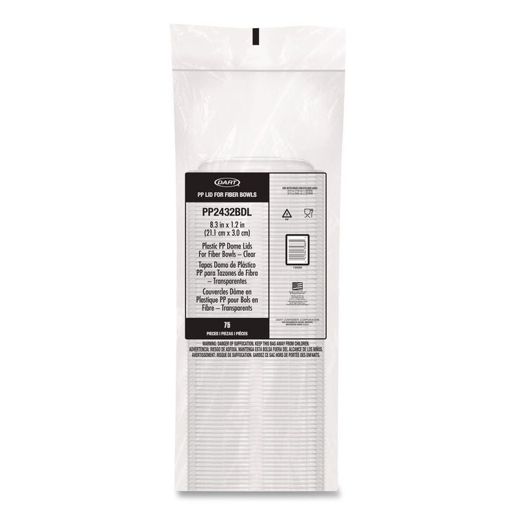 Dome Covers and Lids, For 24 oz to 32 oz Containers, 8.28" Diameter x 1.16"h, Clear, 300/Carton