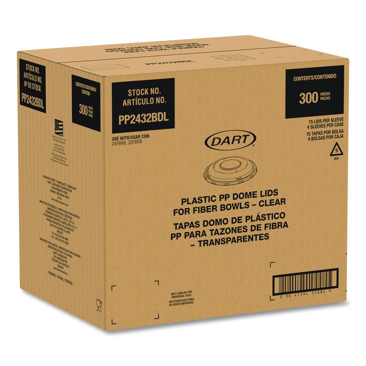 Dome Covers and Lids, For 24 oz to 32 oz Containers, 8.28" Diameter x 1.16"h, Clear, 300/Carton