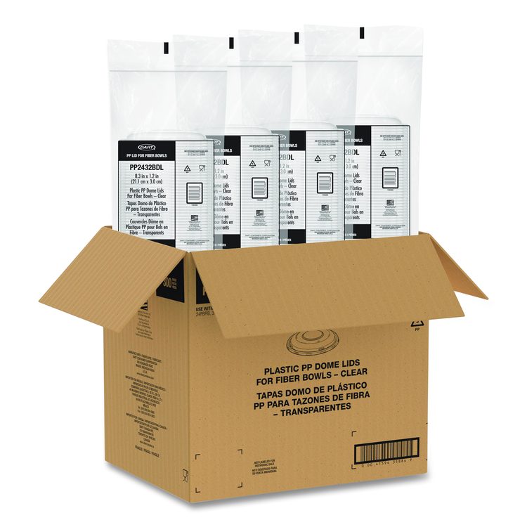 Dome Covers and Lids, For 24 oz to 32 oz Containers, 8.28" Diameter x 1.16"h, Clear, 300/Carton