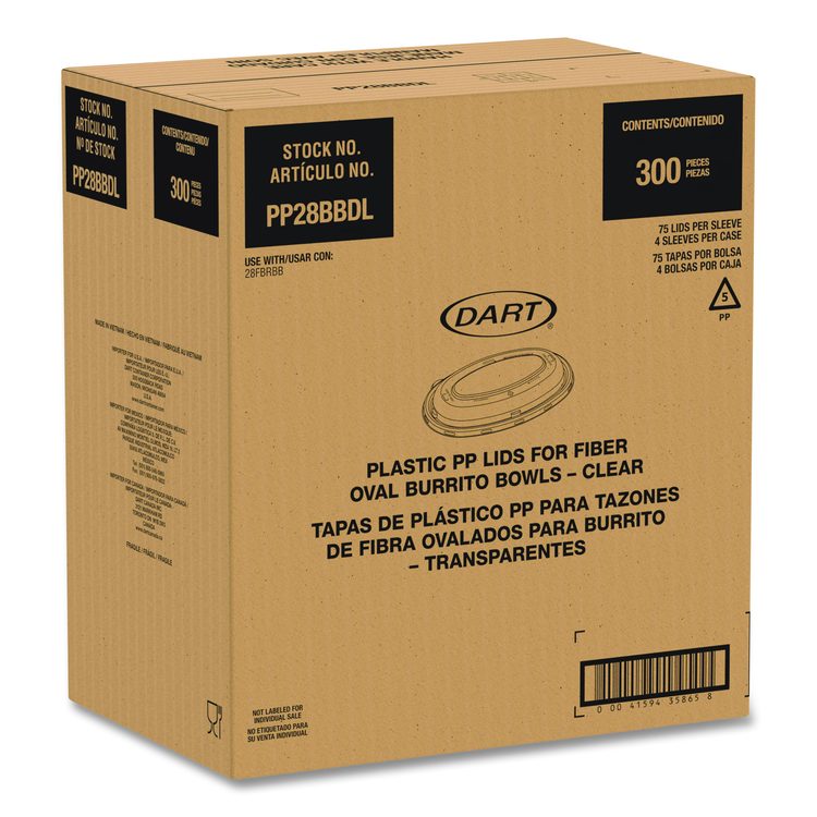 Dome Covers and Lids, For 28 oz Container, 6.75 x 9.5 x 1.83, Clear, 300/Carton