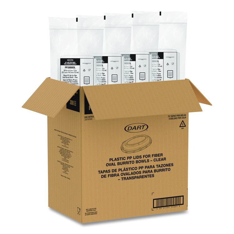 Dome Covers and Lids, For 28 oz Container, 6.75 x 9.5 x 1.83, Clear, 300/Carton