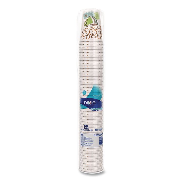 PerfecTouch Paper Hot Cups, 12 oz, Coffee Haze Design, 50/Sleeve, 20 Sleeves/Carton