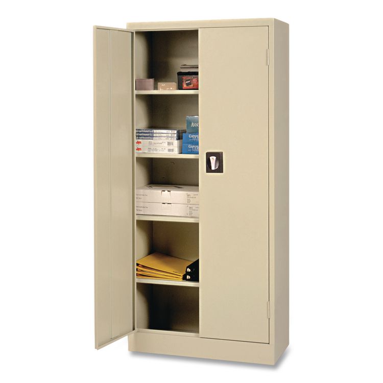 Space Saver Storage Cabinet, Four Shelves, 30w x 15d x 66h, Putty