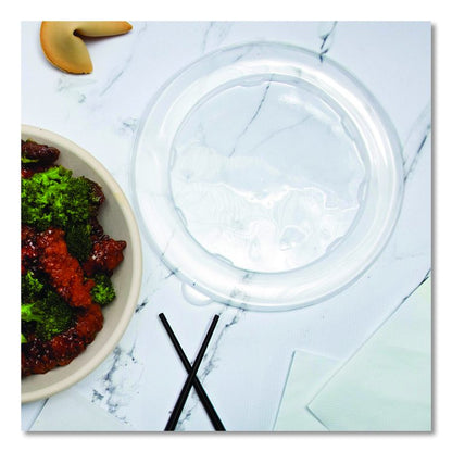 Plastic Lids for Compostable Fiber Containers, For 24 to 32 oz Containers, 8.28" Diameter x 0.51" h, Clear, 300/Carton