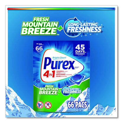 4-in-1 HE Laundry Detergent Pacs, Fresh Mountain Breeze Scent, 66 Pods/Bag, 4 Bags/Carton