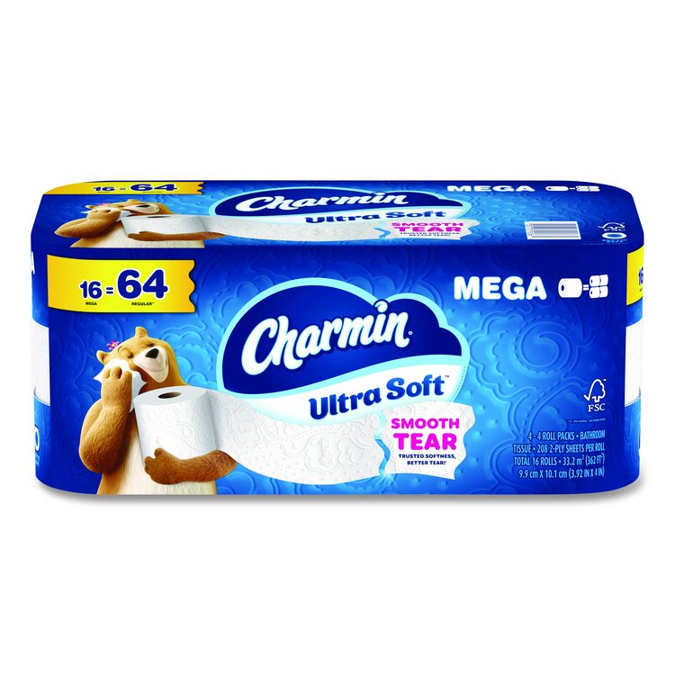 Ultra Soft Bathroom Tissue, Septic Safe, 2-Ply, White, 208 Sheets/Roll, 16 Rolls/Carton