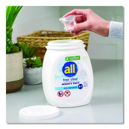 MIGHTY PACS Free Clear HE Laundry Detergent, 60 Pods/Tub, 4 Tubs/Carton