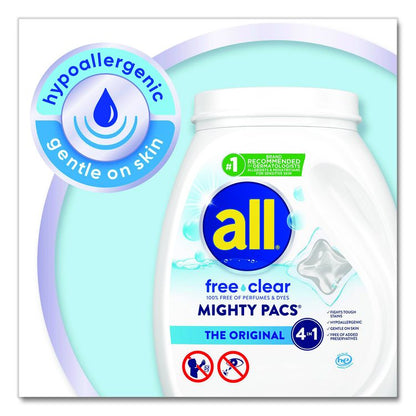 MIGHTY PACS Free Clear HE Laundry Detergent, 60 Pods/Tub, 4 Tubs/Carton
