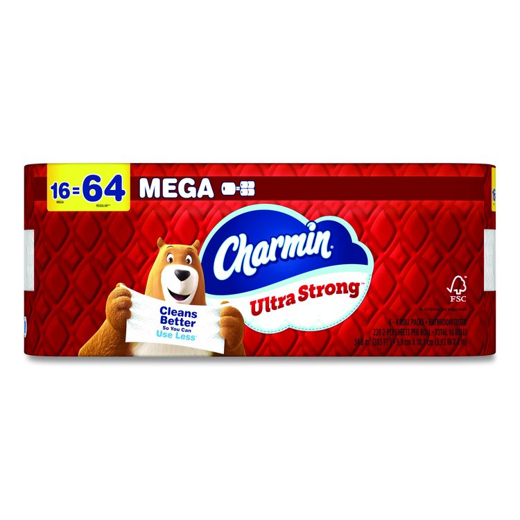 Ultra Strong Bathroom Tissue, Mega Roll, Septic Safe, 2-Ply, White, 220 Sheets/Roll, 16 Rolls/Pack
