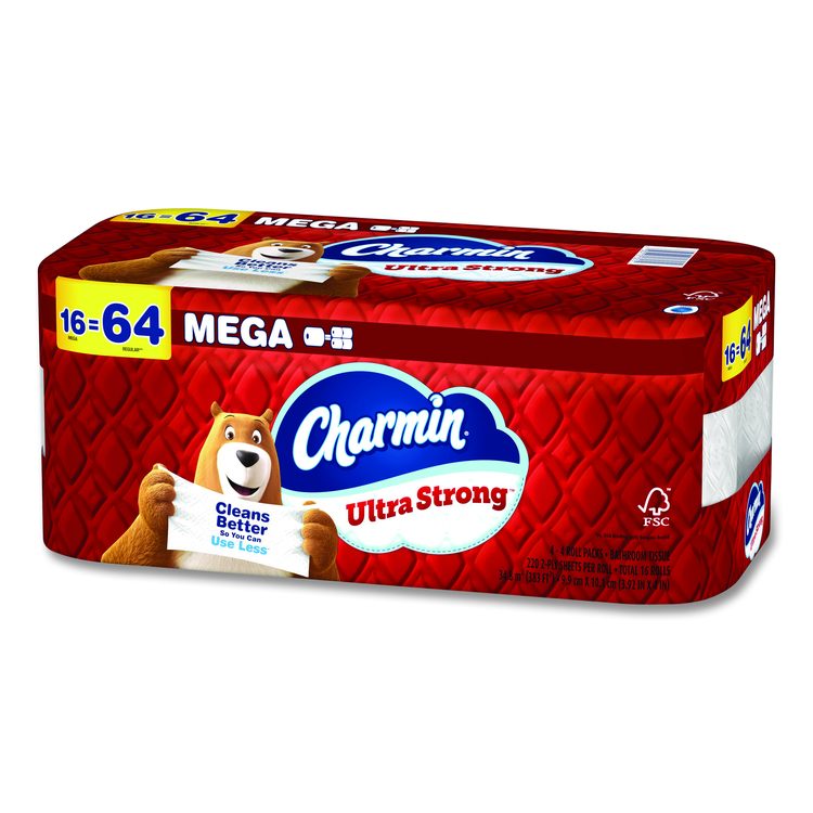 Ultra Strong Bathroom Tissue, Mega Roll, Septic Safe, 2-Ply, White, 220 Sheets/Roll, 16 Rolls/Pack