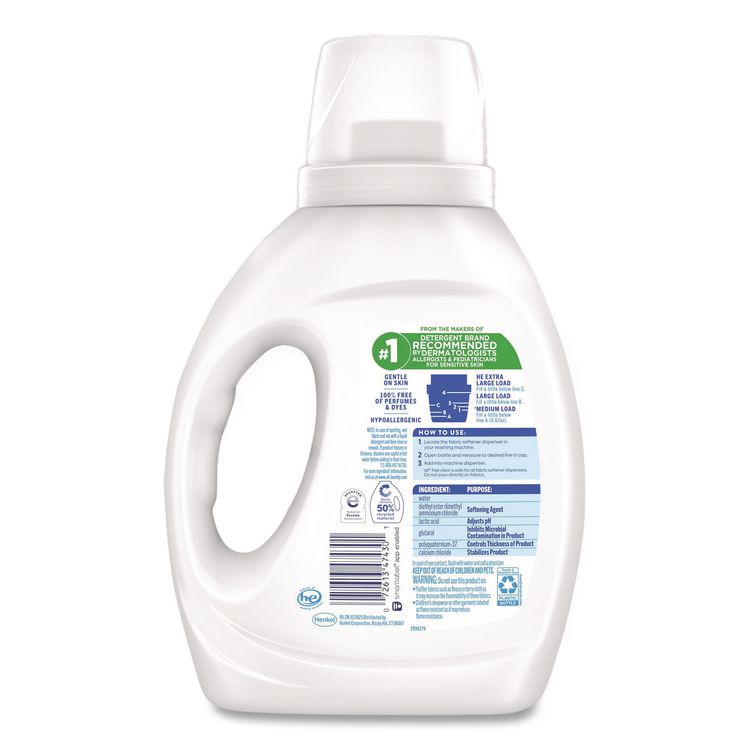 Free Clear Liquid Fabric Softener, Fragrance-Free, 34 oz Bottle, 6/Carton