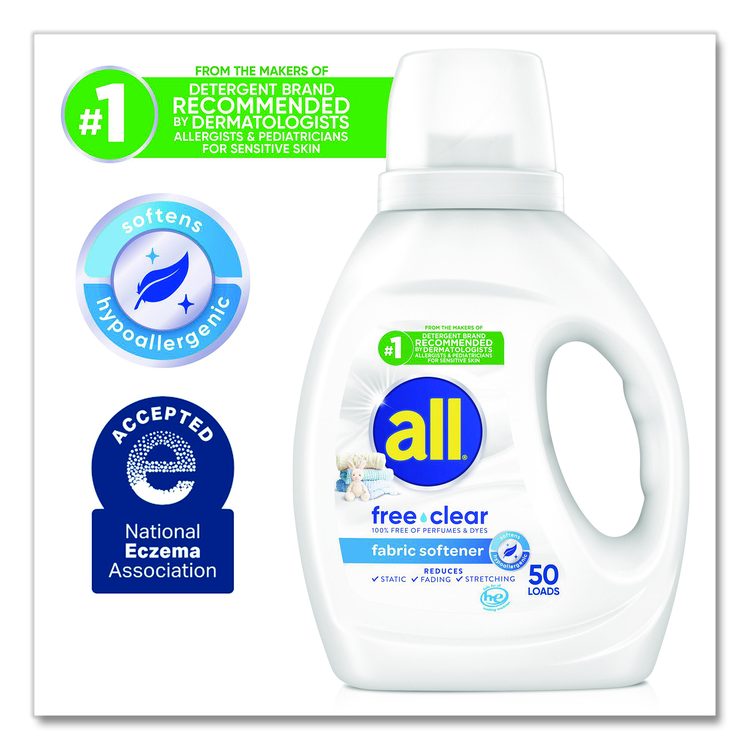 Free Clear Liquid Fabric Softener, Fragrance-Free, 34 oz Bottle, 6/Carton