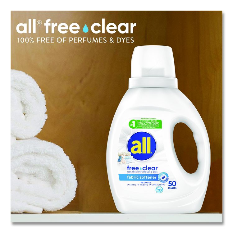 Free Clear Liquid Fabric Softener, Fragrance-Free, 34 oz Bottle, 6/Carton