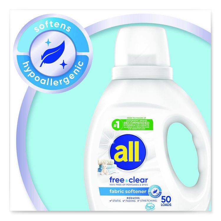 Free Clear Liquid Fabric Softener, Fragrance-Free, 34 oz Bottle, 6/Carton