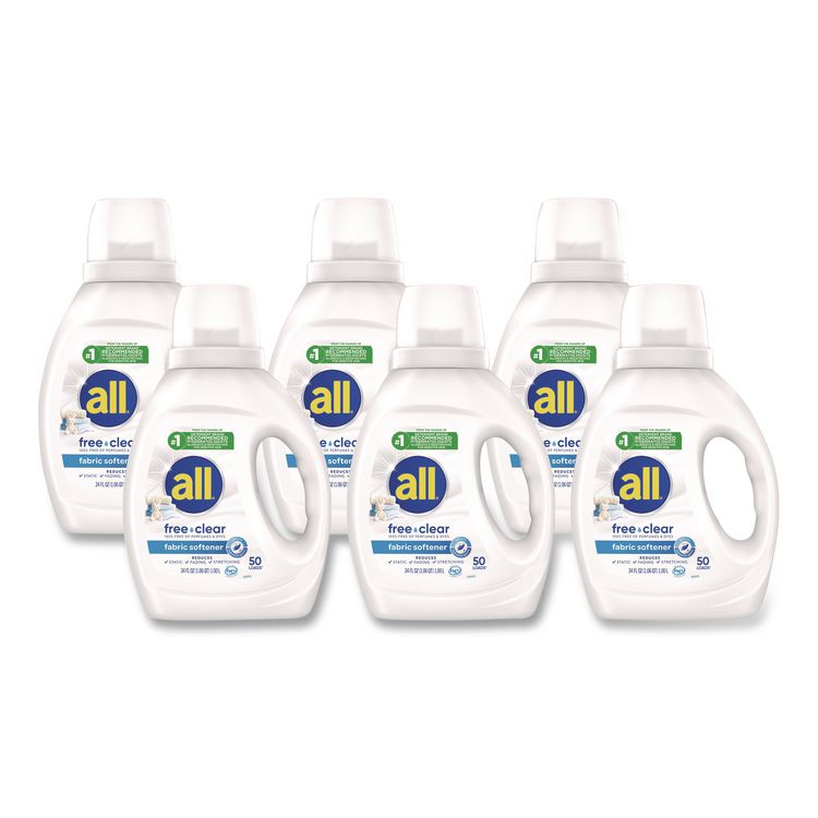 Free Clear Liquid Fabric Softener, Fragrance-Free, 34 oz Bottle, 6/Carton