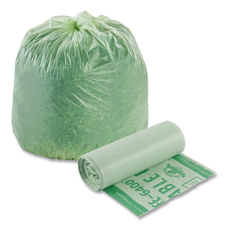 EcoSafe-6400 Bags, 13 gal, 0.85 mil, 24" x 30", Green, 45/Box