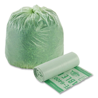 EcoSafe-6400 Bags, 13 gal, 0.85 mil, 24" x 30", Green, 45/Box
