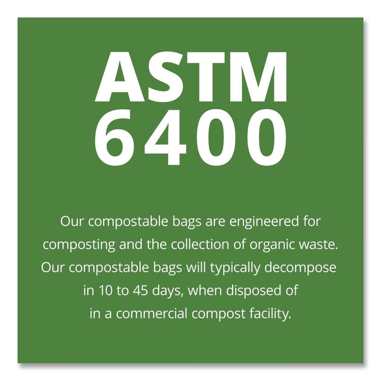 EcoSafe-6400 Bags, 13 gal, 0.85 mil, 24" x 30", Green, 45/Box