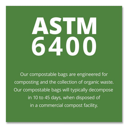 EcoSafe-6400 Bags, 13 gal, 0.85 mil, 24" x 30", Green, 45/Box